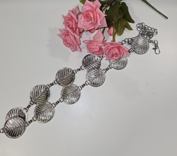 cinto hojas plateado - Imagen 2