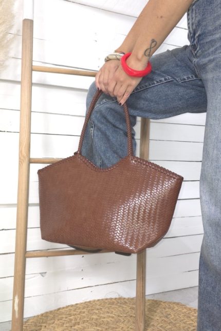 Bolso trenzado polipiel cuero